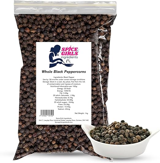 Premium Whole Black Peppercorns | Natural in Taste | Perfect for Grinder Refill