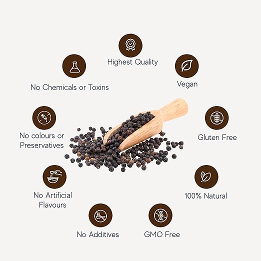 Premium Whole Black Peppercorns | Natural in Taste | Perfect for Grinder Refill