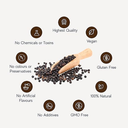 Premium Whole Black Peppercorns | Natural in Taste | Perfect for Grinder Refill